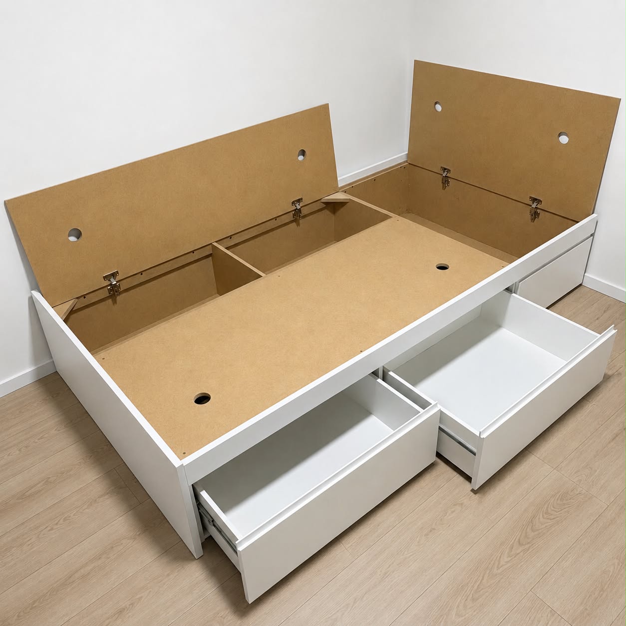 Cama Box Doble baulera + cajones
